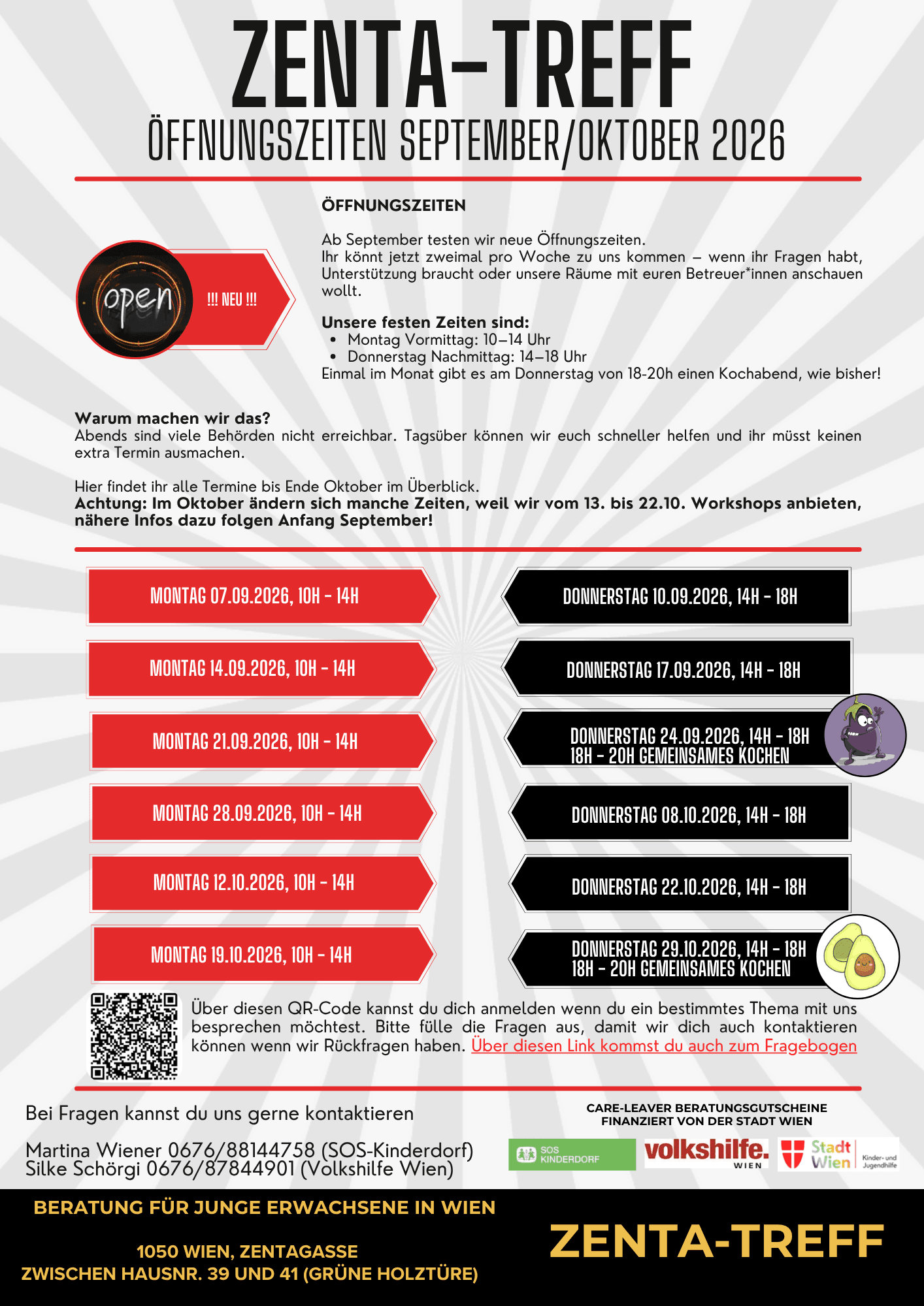Zenta-Treff Öffnungszeiten September_Oktober 2026